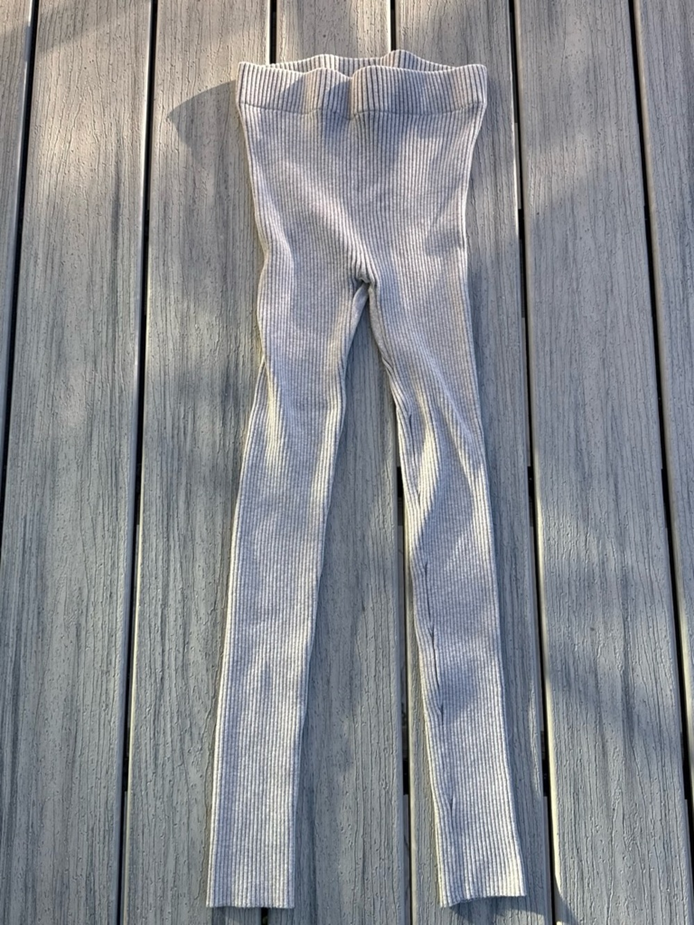 Lunya Ribbed Knit High Waist Leggings - Heather Gray Small